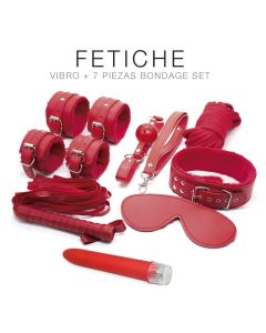 KIT VIBRO + 7 piezas bondage set - ST-KIT-0095 RED