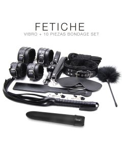 KIT VIBRO + 10 piezas bondage set - ST-KIT-0096 BLACK